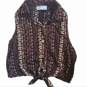 Sleeveless, Tie-Front Blouse